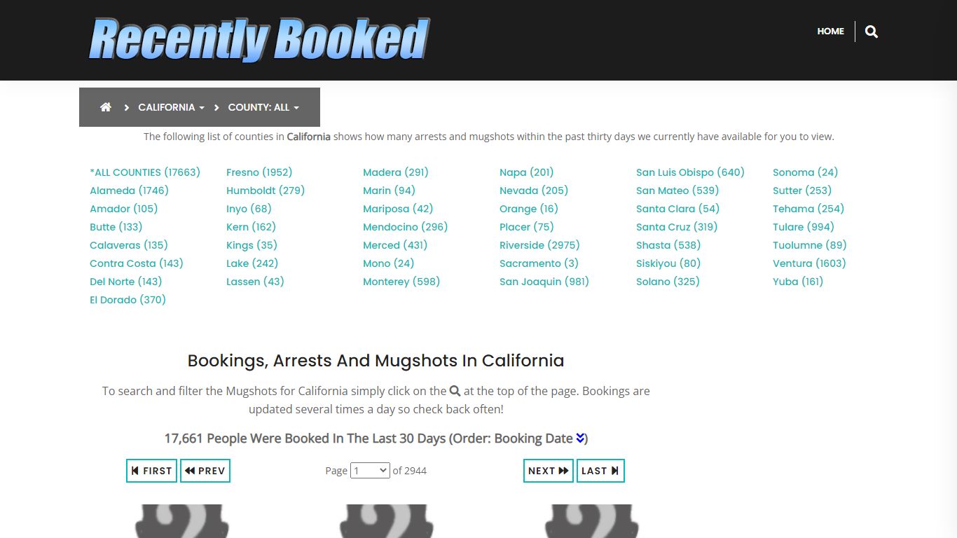 Bookings, Arrests and Mugshots in Santa Clara County, California