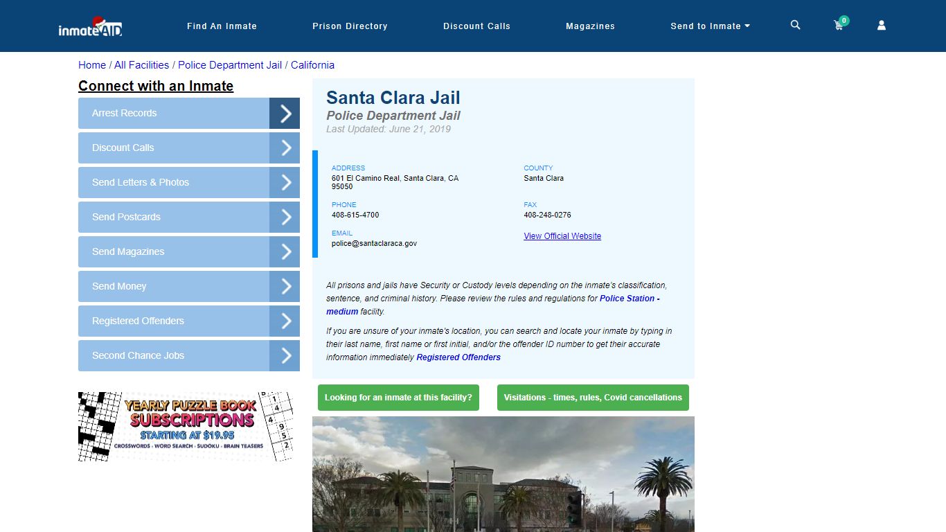 Santa Clara Jail & Inmate Search - Santa Clara, CA